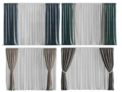 现代布艺窗纱窗帘3d模型 现代布艺窗纱窗帘