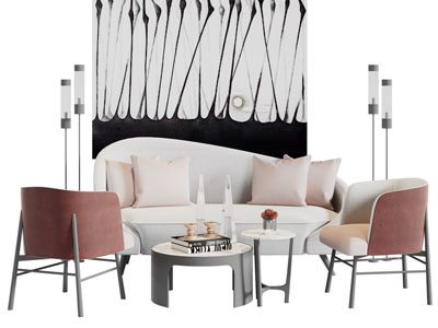 新中式多人沙发休闲椅子茶几组合