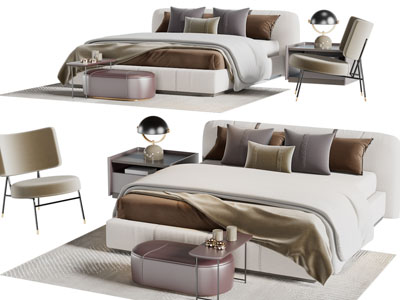 现代双人床休闲椅子