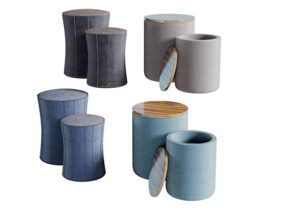 新中式布艺可收纳坐墩沙发凳