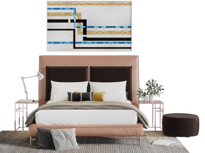 现代双人床床头柜