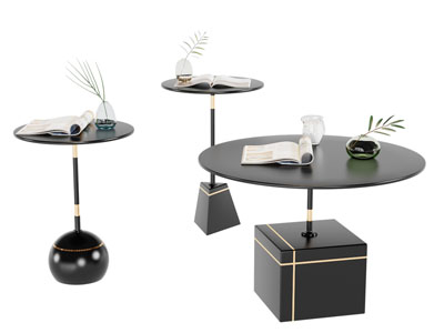 新中式圆形茶几边几3d模型 新中式圆形茶几边几