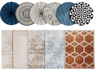 新中式长方形圆形地毯3d模型 新中式长方形圆形地毯