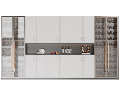 现代玻璃柜门的酒柜