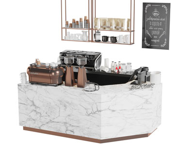 现代大理石咖啡吧台前台