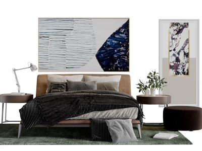 现代双人床床头柜