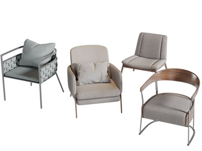 新中式单人沙发休闲椅子3d模型 新中式单人沙发休闲椅子