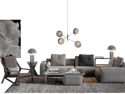 现代布艺多人转角沙发休闲椅子茶几组合