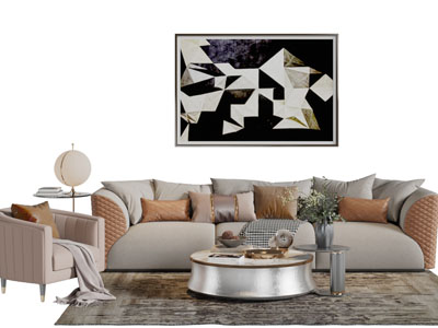 现代多人单人沙发茶几组合