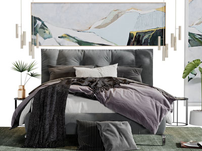 现代轻奢布艺软包双人床