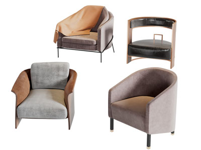 现代布艺单人沙发3d模型 现代布艺单人沙发