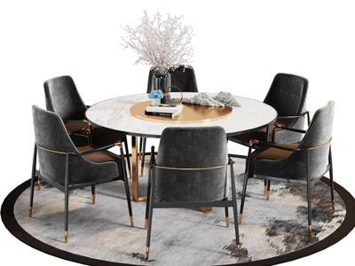 现代圆形餐桌椅组合