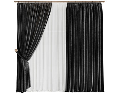 现代布艺窗纱窗帘3d模型 现代布艺窗纱窗帘