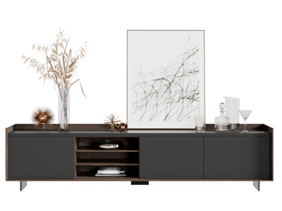 现代长方形电视柜摆件组合