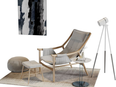 新中式实木躺椅脚踏