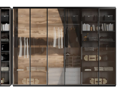 现代玻璃柜门的衣柜3d模型 现代玻璃柜门的衣柜