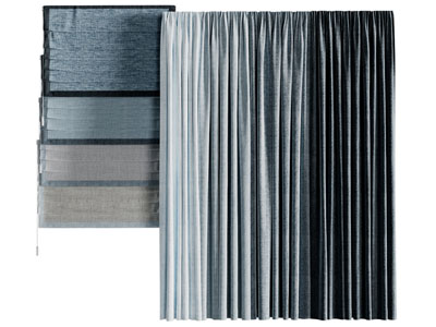 现代布艺窗帘拉帘3d模型 现代布艺窗帘拉帘