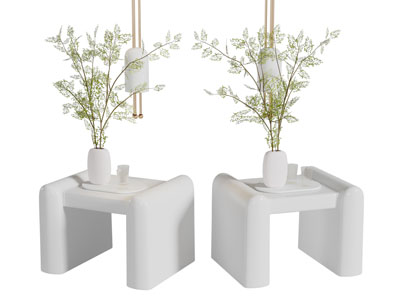 现代白色茶几3d模型 现代白色茶几