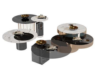 现代圆形错层茶几3d模型 现代圆形错层茶几