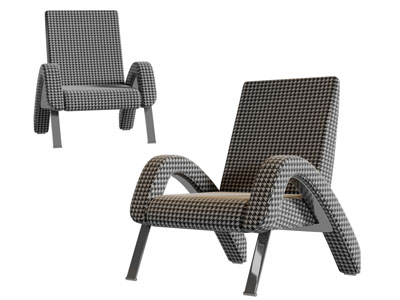 现代黑白方格图案的休闲椅子