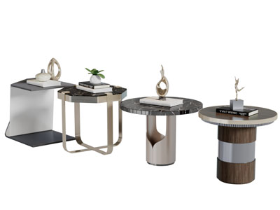 现代圆形茶几3d模型 现代圆形茶几