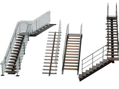 现代镂空实木脚踏楼梯3d模型 现代镂空实木脚踏楼梯
