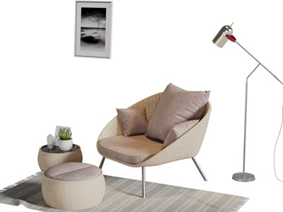 现代休闲椅子脚踏落地灯