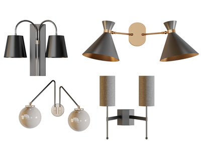 现代金属灯罩双头壁灯