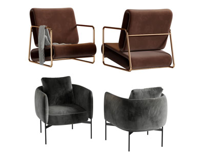 现代轻奢单人沙发3d模型 现代轻奢单人沙发