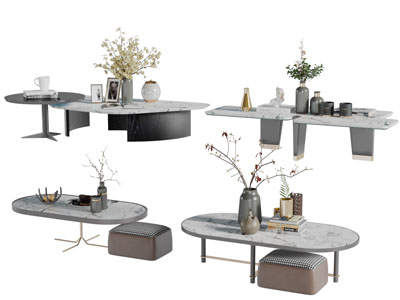 新中式大理石台面的茶几3d模型 新中式大理石台面的茶几