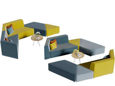 现代几何拼接多人沙发