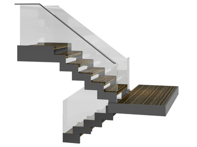 现代转角旋转楼梯3d模型 现代转角旋转楼梯