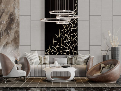 后现代个性多人单人沙发茶几组合