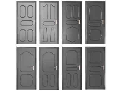 现代黑色入户门平开门