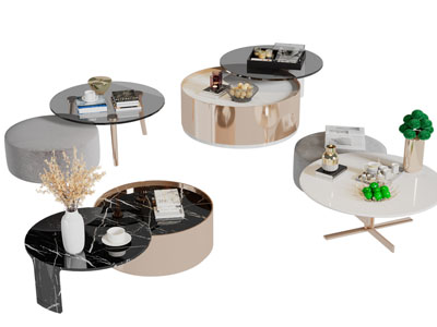 现代圆形茶几3d模型 现代圆形茶几