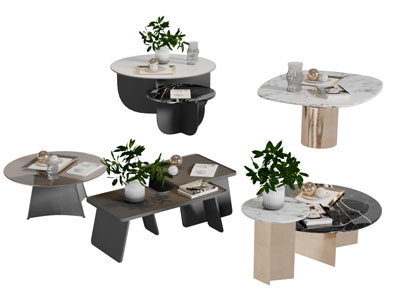 现代圆形茶几3d模型 现代圆形茶几