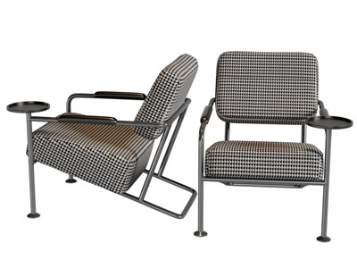 现代方格图案的休闲椅子