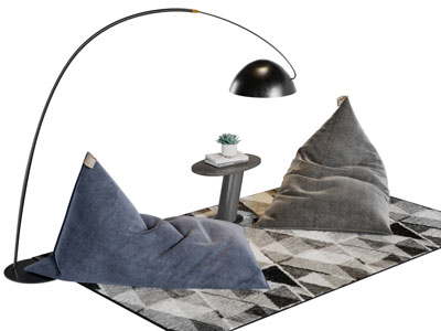 现代布艺懒人沙发落地灯