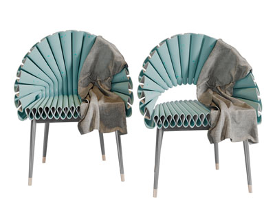 现代折扇造型的休闲椅子