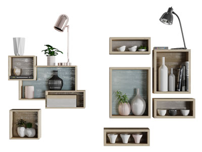 北欧实木方形墙面置物架