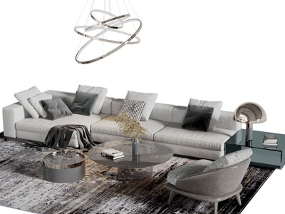 新中式加长多人沙发茶几组合