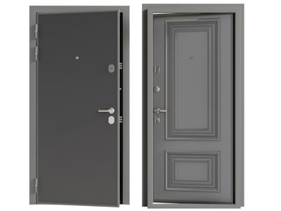 现代带保险门闩的入户平开门