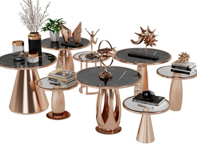 现代圆形茶几3d模型 现代圆形茶几