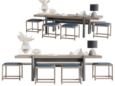 新中式实木茶桌方形凳子