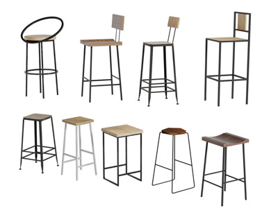 现代细金属支撑的吧椅吧凳