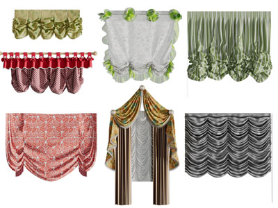 现代花朵图案的拉帘罗马帘3d模型 现代花朵图案的拉帘罗马帘