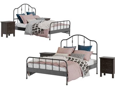 北欧铁艺双人床床头柜