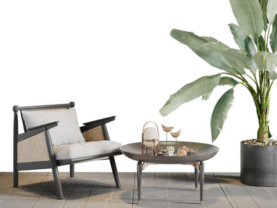 新中式休闲单人沙发茶几组合3d模型 新中式休闲单人沙发茶几组合