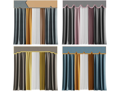 新中式窗纱窗帘3d模型 新中式窗纱窗帘