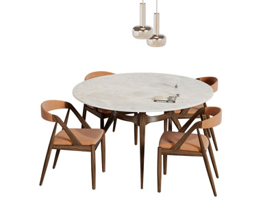 现代圆形餐桌椅组合